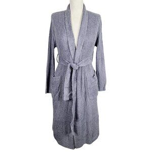 NEW Saranoni Robe S Gray‎ Ribbed So Soft Tie Waist Longline Wrap Lounge C…